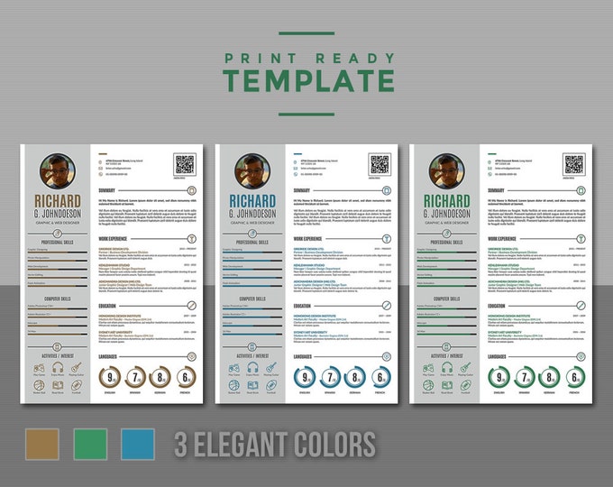 Modern Resume Template / Curriculum Vitae. Creative Resume and Cover Letter Design in Word + InDesign Format, Easy-to-edit, Instant Download