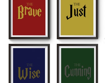 Set of 4 Hogwarts Houses Posters | Instant Download