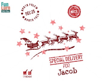 Christmas SVG, Santa Sack Design svg, Sleigh, stars, special delivery, north pole svg png dxf eps use with Silhouette Cameo, Cricut Air etc