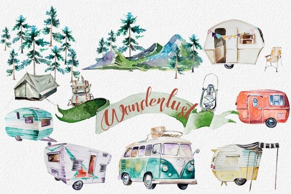 Watercolor Wanderlust Clipart SetRetro VehiclesRetro CampingTraveling ClipartMountainsBackpackDigital ScrapbookingVintage Trailer Watercolor Wanderlust Clipart SetRetro VehiclesRetro CampingTraveling ClipartMountainsBackpackDigital ScrapbookingVintage Trailer