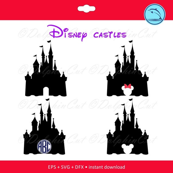 Download Disney castles black silhouette for cutting image