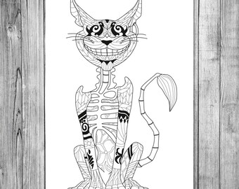 Cat coloring page | Etsy