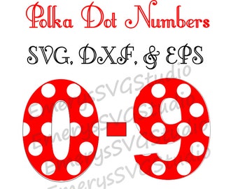 SVG DXF EPS Polka Dot Block Numbers 0-9
