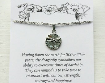 Dragonfly necklace- inspirational necklace- gift for grief- inspirational gift- gift for divorce- gift for encouragement- dragonfly jewelry
