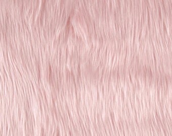 Shaggy Faux Fake Fur / Baby Pink Fabric by the yard (Z2)