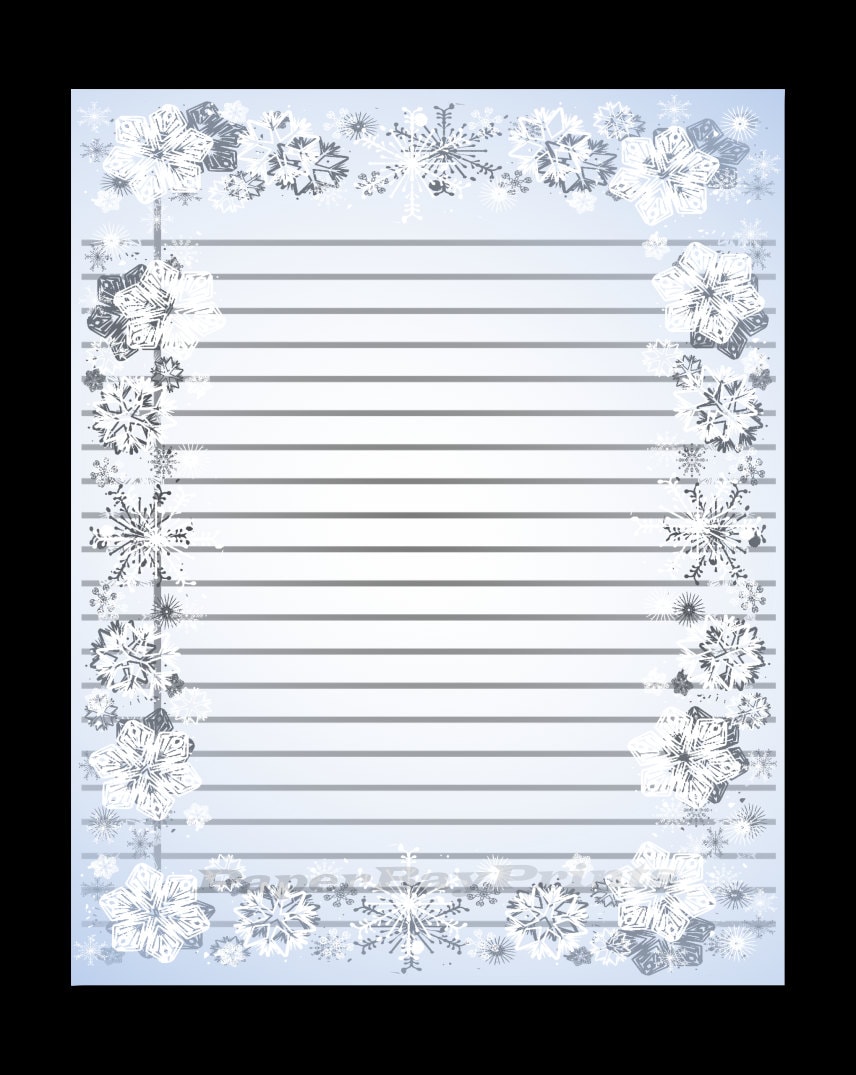 Printable Lined Paper With Snowflake Border Christmas Border