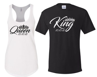 King Queen Shirt, King and Queen Shirts, Hubby Wifey Shirts, Hubby shirt, wifey shirt, honeymoon shirts, engagement gift, Mr and Mrs Shirts
