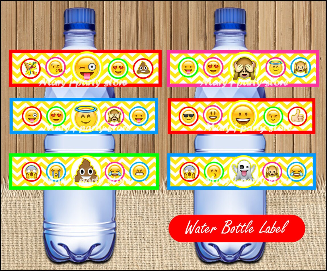 Emoji Water Emoji Water Bottle Label instant download