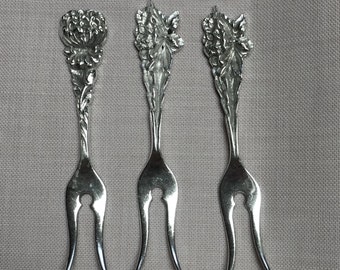 Hors d'oeuvres forks, Cocktail forks, Silver (set 3 pieces) Dutch approved