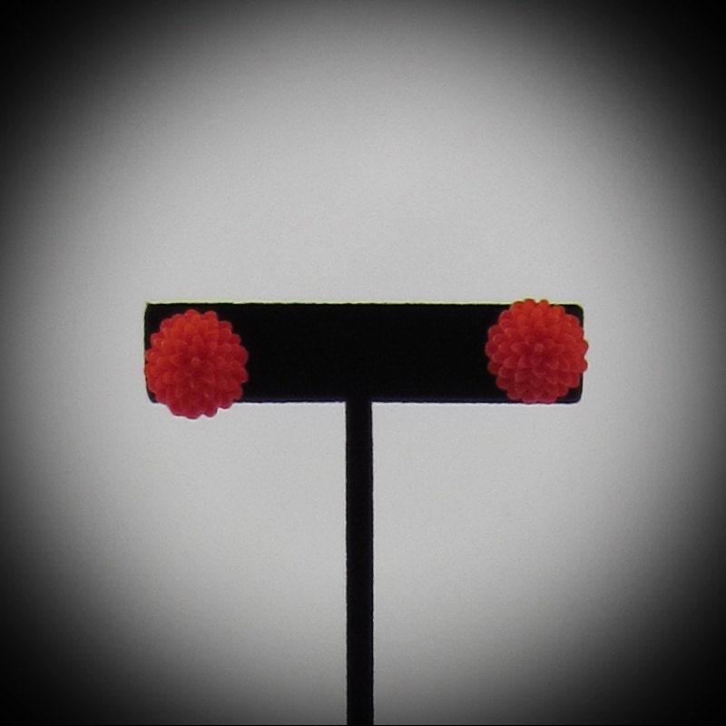 Red Chrysanthemum Resin Earrings