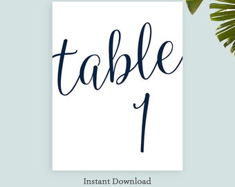 Navy table numbers | Etsy