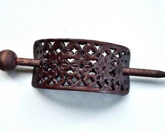 Leather Hair Accessory, Leather Hair Stick, Pony Tail Cover,