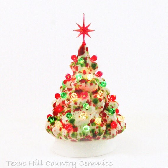 Miniature Ceramic Christmas Tree Peppermint Candy Little