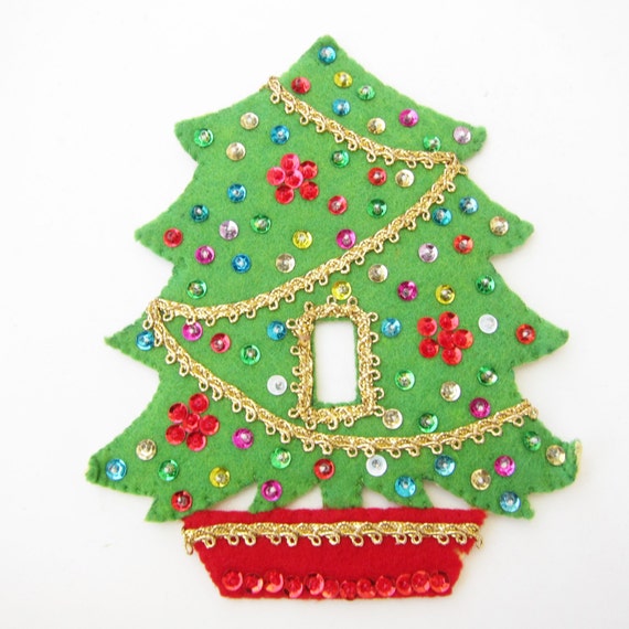 vintage christmas light switch cover wool felt sequins beads vintage christmas light switch cover wool felt sequins beads
