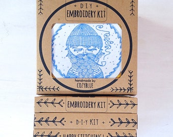 SEA CAPTAIN embroidery kit - gift kit, sea captain, embroidery pattern, DIY gift for crafters, hand embroidery kit by cozyblue