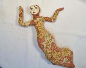 Paisley Promise Goddess cloth art doll form w/face cab 10 in. You finish her Bead Decorate