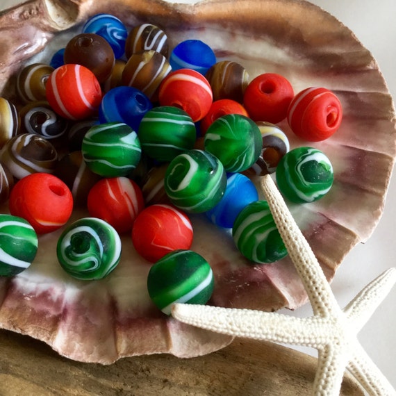 Sea Glass Beads 16 mm Beach Glass Bead Large by SeasideJewelry1