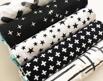 Burp cloths - YOU PICK all 5 or 1 - Unisex burp cloths - boy burp cloths - girl burp cloths - monochrome baby - black and white burp cloths