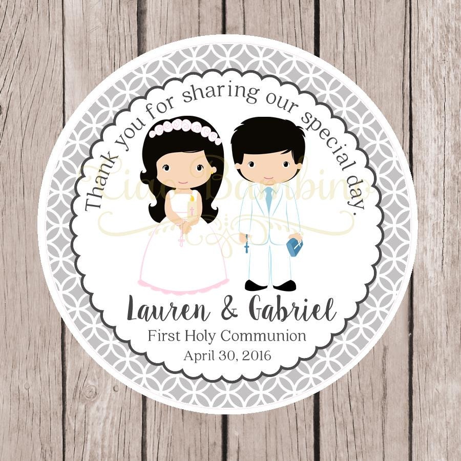 PRINTABLE First Holy Communion Favor Tags / Tags in Silver