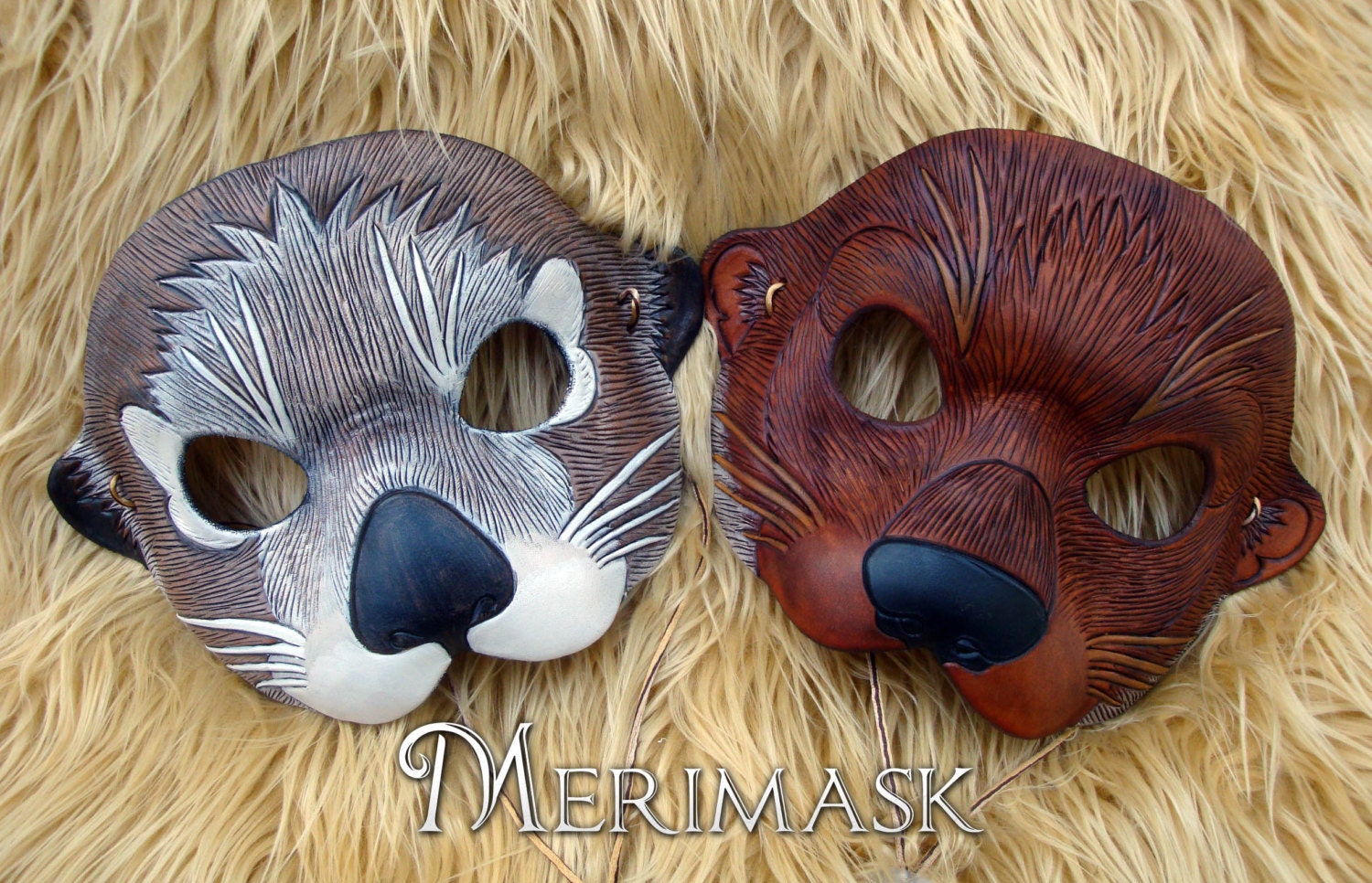 MADE TO ORDER Otter Leather Mask... masquerade costume mardi