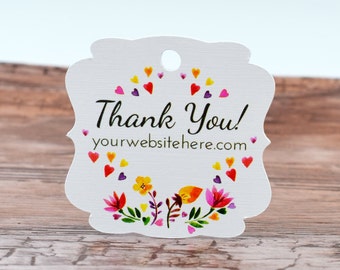 Thank You Tags Ornate Fancy Flowers Colorful | Customized | Packaging | Gift Tags | Wedding Labels | DS0122