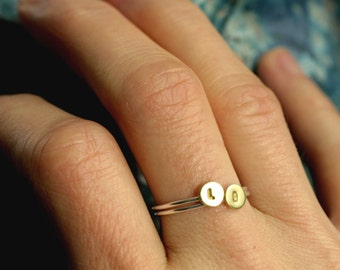 tiny initial ring stacking initial ring small gold initial ring silver stacking ring personalized ring custom ring INITIAL STACKING RING