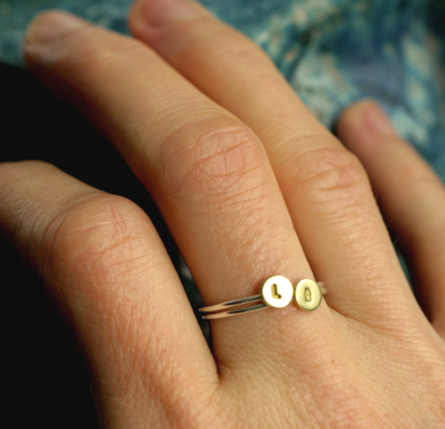 tiny initial ring stacking initial ring small gold initial