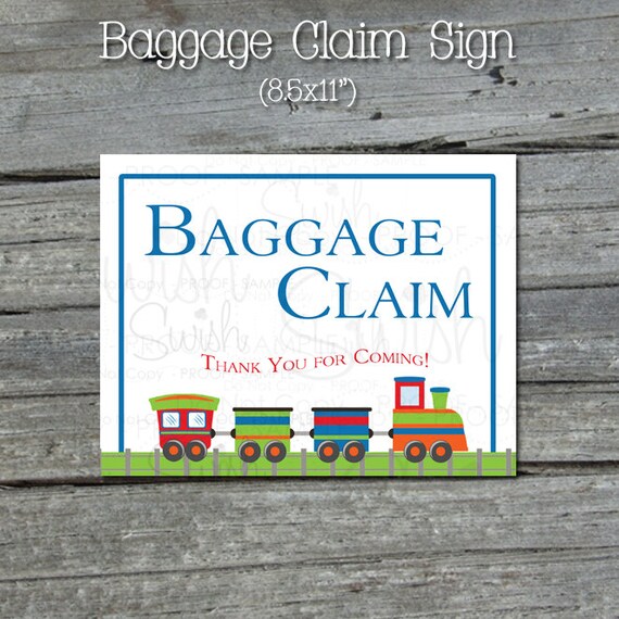 Baggage Claim sign - Train Transportation Train Station - Printable ...