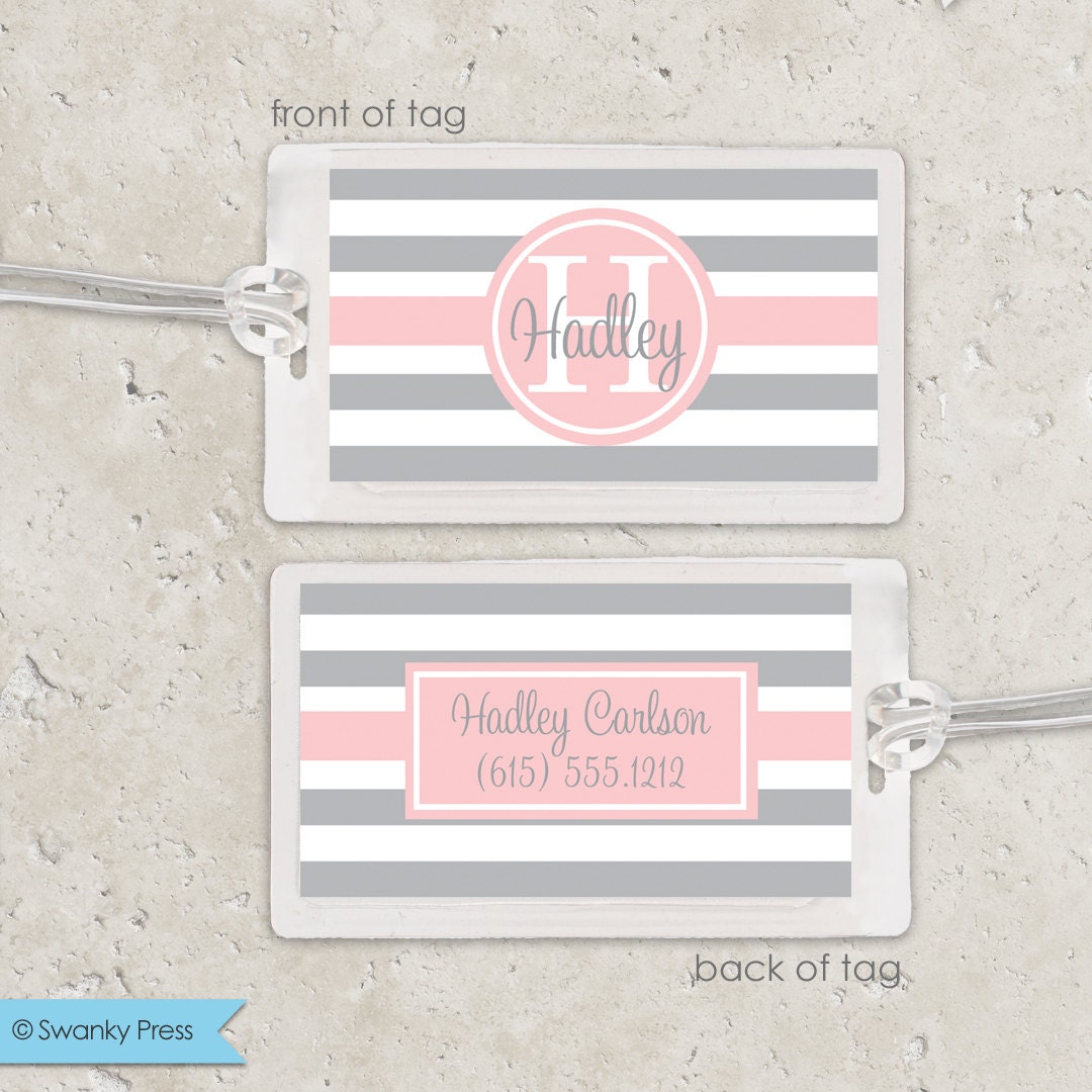 Laminated Bag Tag Striped Bag Tag Luggage Tag by SwankyPress