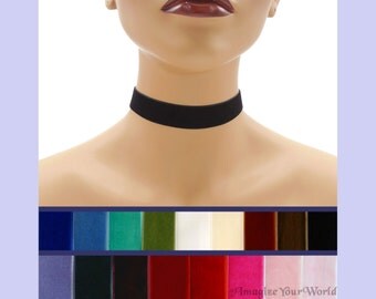 Velvet Choker 7/8 inch wide Custom made Your Length and Color Black White Gray shades + (approximate width 0.875 inches; 22 - 24 mm)