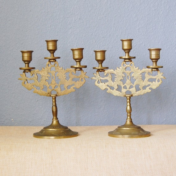 vintage 1950s brass candle holders asian chinese dragon home vintage 1950s brass candle holders asian chinese dragon home