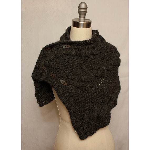 Bulky Cabled Cowl in Alpaca Blend with Buttons