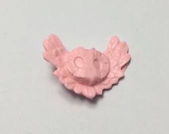 Winged Owl - Baby Pink - Hand Made Clay Button