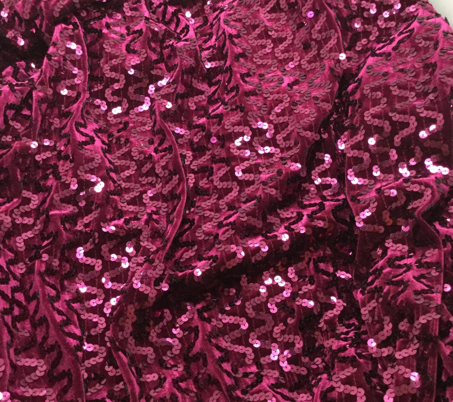 Raspberry Purple Iridescent Sequins Poly/Lycra Velvet Knit 1/4