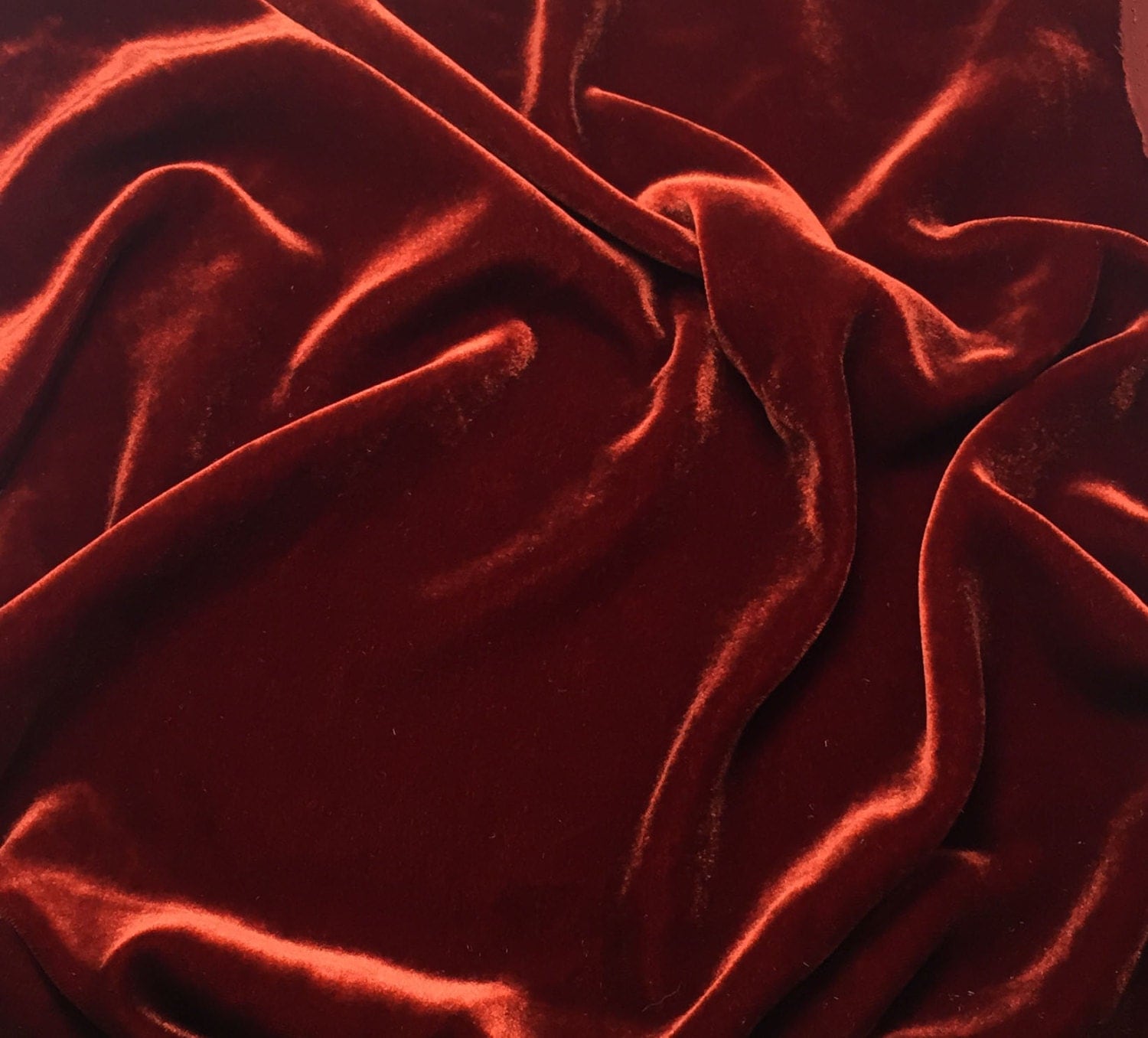 BURNT ORANGE Silk Velvet Fabric 1 Yard