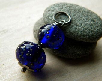 Cobalt Blue Handmade Lampwork glass pendant in sterling silver