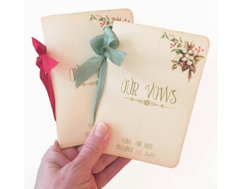 Wedding Vow Books, Christmas December Wedding, Set of Two, Our Vows, Personalized Boho Wedding, Personalization and Date, NC Wedding