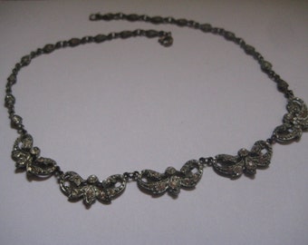 Art Deco Victorian Pot Metal and Paste Ribbon Choker So Gorgeous