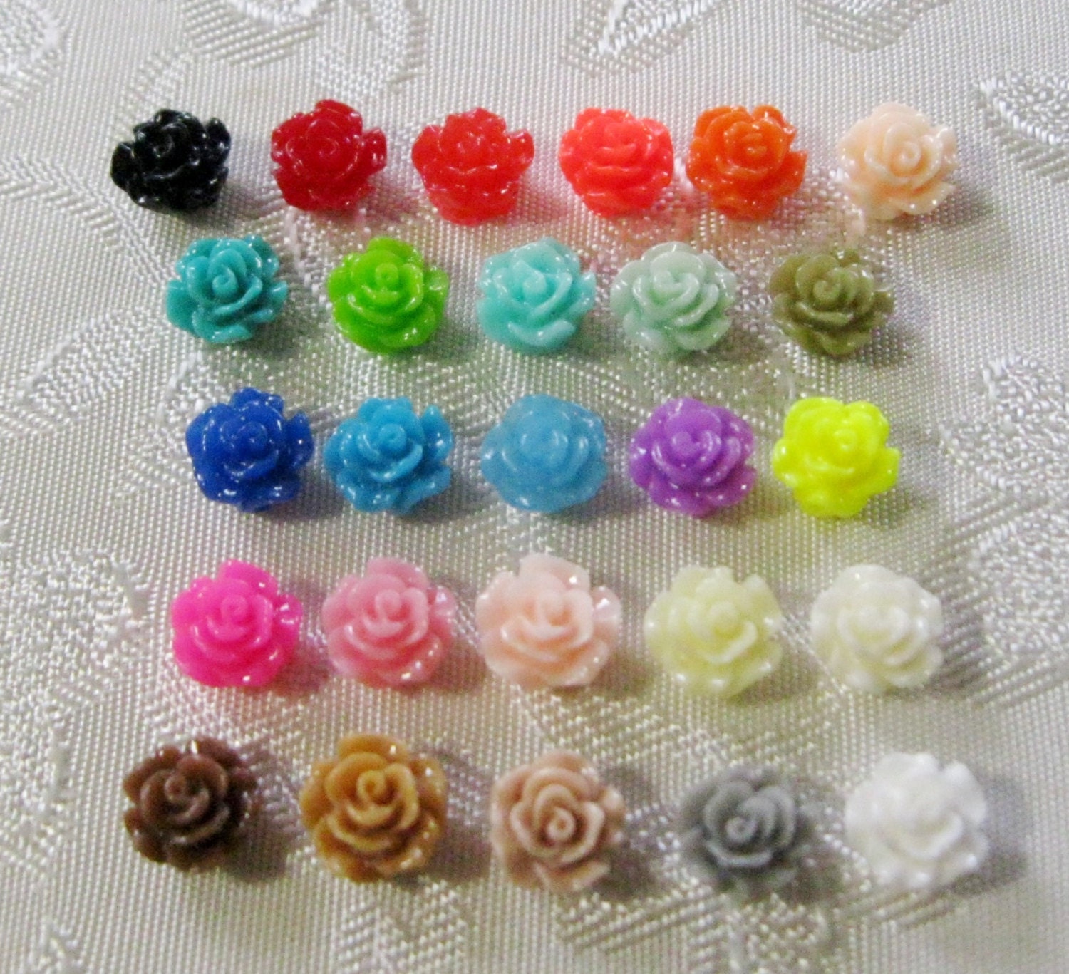 Tiny Drilled Resin Rose Flower Beads with Hole by LulaBeadSupply