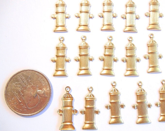 Set of 24 or 12 Pairs of Brass Fire Hydrant Charms
