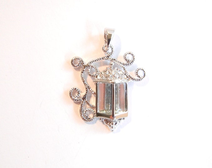 Lamp Light Pendant Silver-tone Rhinestones