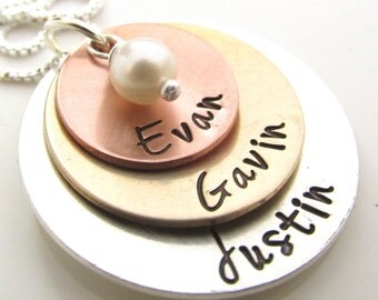 Personalized Jewelry - Mom Necklace with Names - hand stamped necklace - personalized necklace - mothers necklace - name necklace