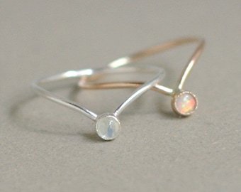 SILVER chevron ring. stackable ring. birthstone ring. dainty modern stack ring. ONE minimalist stackable sterling silver birthstone ring.