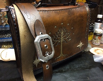 Tree of Gondor Lord of the rings leather messenger bag - satchel - briefcase - laptop bag
