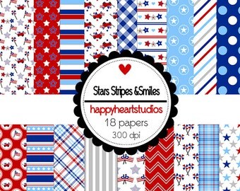 Digital Scrapbook StarsStripes&Smiles-INSTANT DOWNLOAD