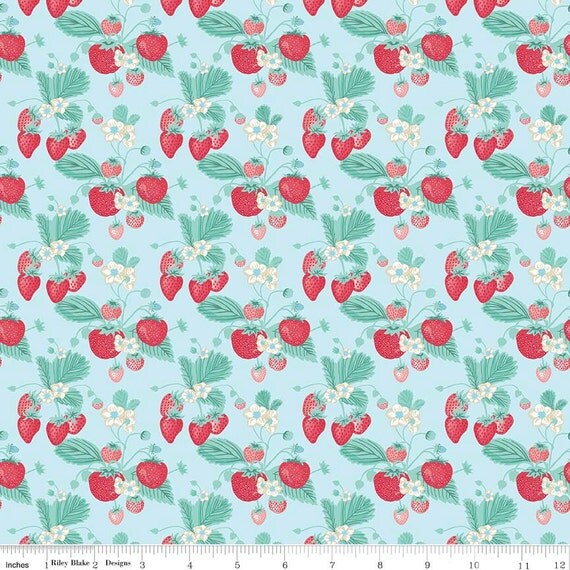 fabric shabby strawberry strawberries and blossoms main print fabric shabby strawberry strawberries and blossoms main print