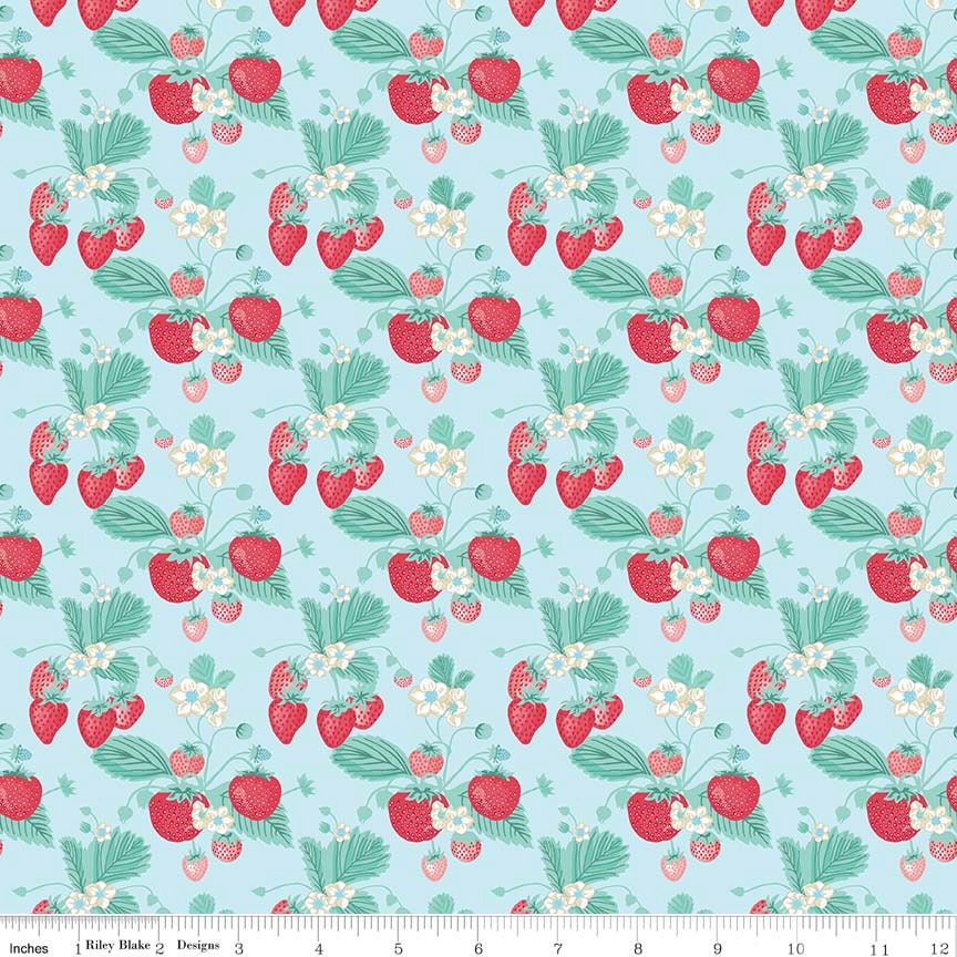 fabric shabby strawberry strawberries and blossoms main print fabric shabby strawberry strawberries and blossoms main print