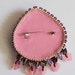 Bead embroidered sea sediment jasper pink brooch