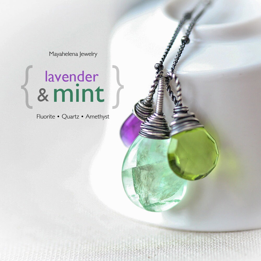 Gemstone Trio Green Fluorite Peridot Green Quartz and
