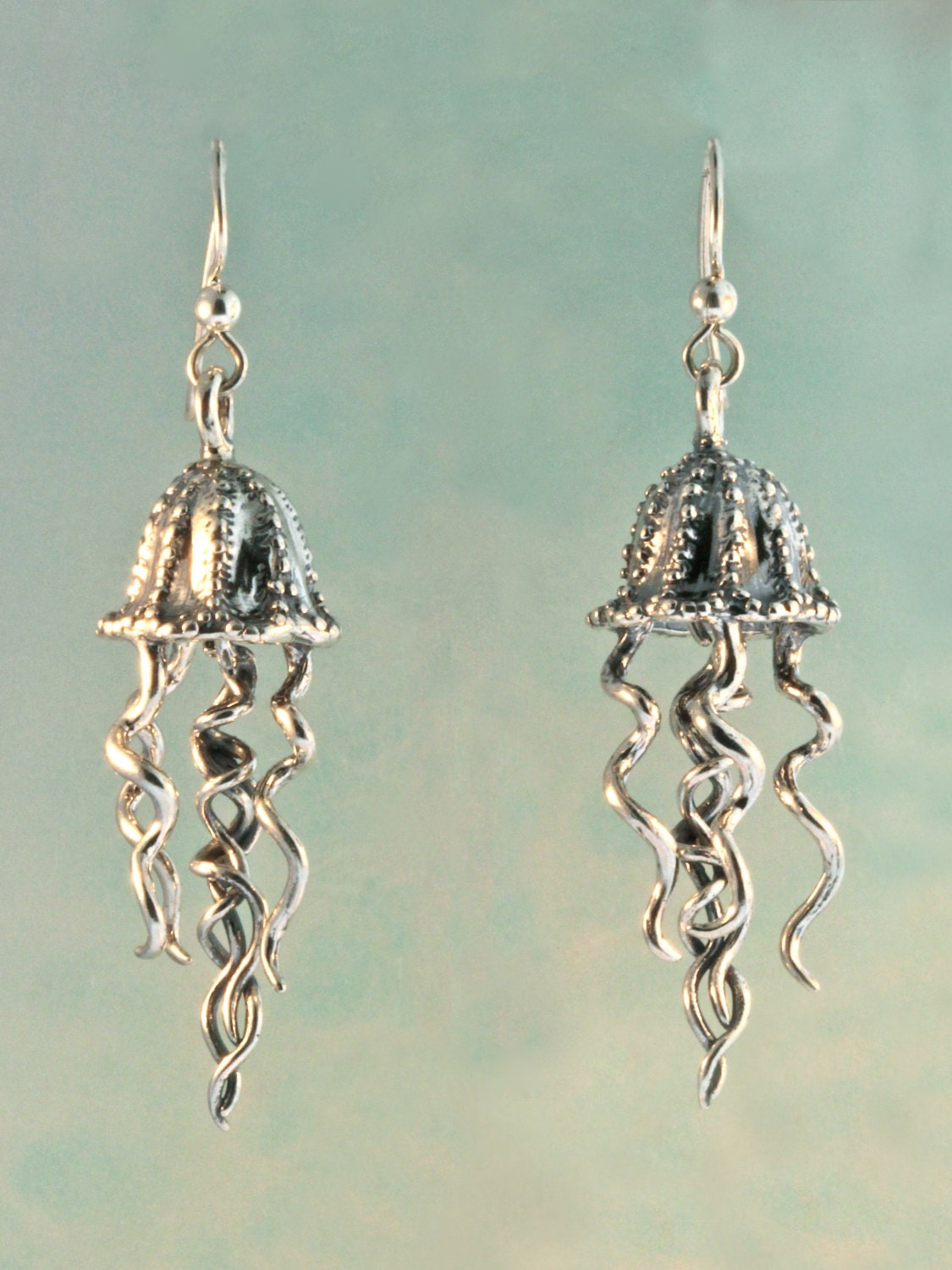 Jellyfish Earrings Silver Jellyfish Jewelry Ocean Earrings